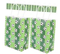 CTIRCHIU 12Pcs Soccer Goody Bags Football Party Favor Tote Bags for Birthdays Weddings Events Storage Pouches for Treats Surprises Green