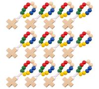 CTIRCHIU 12pcs Wooden Cross Pocket Rosary Rings with Compact Devotional Prayer Beads, Elegant Spiritual Accessories for Wedding and Funeral Favors