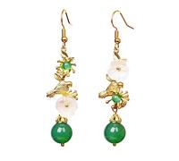 CTIRCHIU 1Pair Ethnic Agate Earrings Chinese Flower Dangle Ear Pendants Unique Cultural Jewelry for Women for Friends and Loved Ones Enhance Prosperity