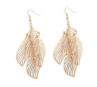 CTIRCHIU 1Pair Vintage Multi Layer Leaves Earrings Simple Hollow out Design Long Style Ear Drops for Women Elegant Dangle Accessories for Any Outfit