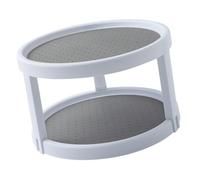 CTIRCHIU 1pc Double-layer Rotatable Seasoning Storage Rack White Versatile Desktop Organizer for Cosmetics -saving Design Capacity Easy Access Construction for Home Office Use