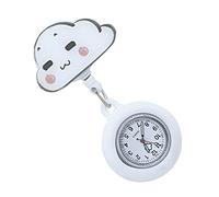 CTIRCHIU 1Pc Fashionable Retractable Nurse Watch Cartoon Design Clip Pocket Lightweight for Nursing Professionals White Cloud Silicone Watch