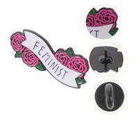 CTIRCHIU 1Pc Stylish Rose Feminist Letters Brooch High End Decorative Pin for Weddings Parties Daily Wear Material Creative Floral Design