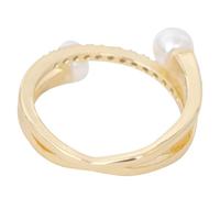 CTIRCHIU 1Pc Vintage Elegant Pearl Cross Adjustable Ring for Women Fashion Jewelry Accessory for Parties and Daily Wear Golden