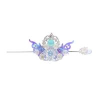 CTIRCHIU 1Set Han Dynasty Hairpin and Tiara Set Elegant Chinese Style Headwear Accessory Kit Silver Gradient Blue for Hanfu Outfits and Traditional Occasions