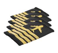 CTIRCHIU 2 Pairs Pilot Epaulets with 4 Stripes Aviation Captain Shoulder Boards Soft Woven Flight Attendant Uniform Badges for Cosplay and Stage Performance