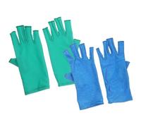 CTIRCHIU 2 Pairs Quilting Gloves Half Finger Hand Sewing Protective Cover Lightweight Stretchy for Crocheting Knitting and Office Work Blue and Lake Green