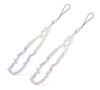 CTIRCHIU 2 Pcs Phone Charm Chain with Crystal Stones Beads Stylish Lanyard Wrist Strap for Phones Cameras and Handbags Includes Lost Fixing Rope for Women