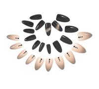 CTIRCHIU 24pcs Dark Wind Armor Long Pointed False Nails Jelly Glue Kit Adhesive Full Cover Coffin Tips for Women Nail Art
