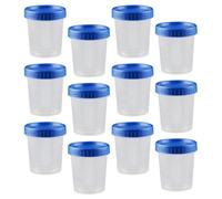 CTIRCHIU 25Pcs 120Ml Blue Lid Measuring Cups with Graduated Scale, Sample for Laboratory and Medical Use, Leak-Resistant Sampling Cups for Fluid and Testing