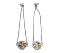 CTIRCHIU 2Pcs Adjustable Hollow Life Tree Aroma Oil Diffuser Bracelets, Titanium Steel with Rhinestones, Perfume Diffuser Wrist Chains for Women, Chic Aromatherapy Jewelry Set Random Style