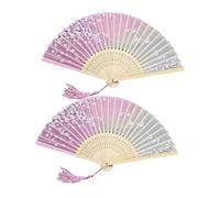 CTIRCHIU 2pcs Antique Folding Fan Pink Chinese Style Retro Adornment Fan for Dancing Party Home Decor Photo Props Gift for Friends and Family