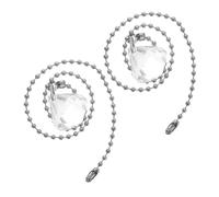 CTIRCHIU 2pcs Crystal Light Pull Chain Extender with 30cm Beaded Cord and Crystal Balls, Ceiling Fan Light Pull Chain Replacement for Bathroom and Pendant Lamps