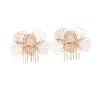 CTIRCHIU 2pcs Golden Flower Hair Comb Elegant Petal Shape Bridal Hair Accessories Wedding Side Comb Clips for Brides Bridesmaids Rhinestones