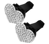 CTIRCHIU 2pcs Heart-shaped Car Vent Clips Rhinestone Pp Car Vent Accessories Creative Romantic Charming Easy Installation Secure Attachment for Air Decoration