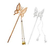 CTIRCHIU 2pcs Metal Butterfly Hair Sticks Elegant Hair Pins for Women Smooth Durable Bun Holders Gold Silver