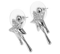 CTIRCHIU 2pcs Meteor Rhinestone Star Earrings Bling Dangle Jewelry Sparkly Star Design Lightweight Hypoallergenic Flatback Stud Earrings for Boho Style and Casual Wear