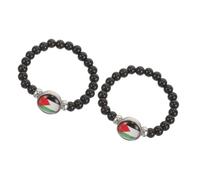 CTIRCHIU 2pcs Palestine Flag Beaded Bracelet Women Tribal Jewelry Adjustable Flag Wristband Chic Accessory for National Day
