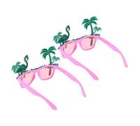 CTIRCHIU 2Pcs Pink Flamingo Design Eyeglasses for Hawaiian Parties Fun Coconut Tree Sunglasses for Beach Photo Props and Dress Up Activities