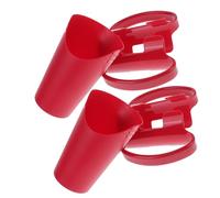 CTIRCHIU 2pcs Portable Red Plastic Cut Out Nosey Cups for Elderly with Dysphagia, Dual Handles and Slanted Bottle Shape for Portion Control, Lightweight Drinking Tumblers for Hospitals