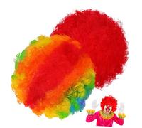CTIRCHIU 2pcs Rainbow Clown Wigs Unisex Afro Style Lightweight Soft Costume Wigs for Halloween Party Role Playing and DIY Styling