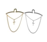 CTIRCHIU 2pcs Stylish Cross Tie Chain for Men Copper Metal Necktie Clip with Fade Resistant Finish and Enhanced Stability Elegant Collar Pin Accessory for Business Weddings and Formal