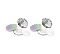 CTIRCHIU 2Pcs Ultra-Thin Electroplated Iridescent Loose Powder Boxes with Puff 5G Refillable Cosmetic Powder Cases Portable Flip Cover for Travel and Daily Makeup