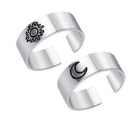 CTIRCHIU 2Pcs Wide Open Ring for Men Vintage Star and Moon Pattern Cuff Jewelry for Daily Wear and Special Occasions Eye Catching and Stylish Design