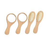 CTIRCHIU 2sets Portable Wood Hair Brush Mirror Set for Women Girls Travel Essentials Handheld Vanity Mirror and Massage Comb
