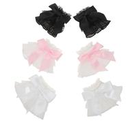 CTIRCHIU 3 Pairs Lace Sleeve Covers with Bows Lightweight False Wrist Elegant Lace Arm Sleeves for Nail Tech Photo Prop and Wedding Accessories