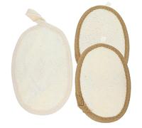 CTIRCHIU 3 Pcs Exfoliating Loofah Sponge Set 1 Beige 9x14cm 2 Coffee 12x8cm Bath Shower Sponges for Men and Women for Body Scrubbing and Dead Skin Removal