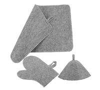 CTIRCHIU 3-Piece Sauna Set Thickened Felt Sauna Hat Glove Mat Comfortable Water Absorption Accessories for Relaxing Spa