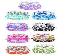 CTIRCHIU 3 Pieces Handmade Braid Bracelets Set, Blue Colorful Beaded Bohemia Wrap Bracelets for Women, Handwoven Wax Cord Friendship Jewelry for Casual and Beach Wear