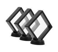 CTIRCHIU 3 Sets Floating Frame Display Stand Transparent Pe Film Jewelry Storage Chest for Challenge Coins Guitar Picks Medals Elegant Multi Functional Display Case