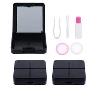 CTIRCHIU 3 Sets Portable Travel Case with Mirror Compact Contacts Holder Kit for Eyesight Care Storage Box in Black DIY Lens Companion for Daily Use