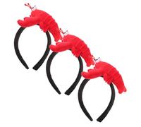 CTIRCHIU 3pcs Red Crayfish Headbands Soft Plush Cartoon Hair Hoops Party Headdress Creative Festive Decor for Girls