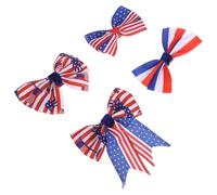 CTIRCHIU 4 Pcs Independence Day Hair Clips for Women with Red White Blue Striped Bow Design, Star-spangled Banner Print, Comfortable to Wear, Easy to Match for Themed Photo-shoots