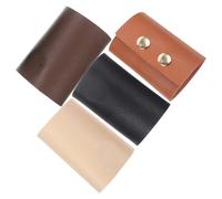 CTIRCHIU 4 Pcs Pu Leather Ponytail Holder Set Reusable Small Hair Wraps in Black Camel Brown and Coffee Colors Comfortable Vintage Hair Ties and Daily Use