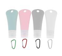 CTIRCHIU 4 Sets Silicone Travel Bottles Leakproof Refillable Squeezable Containers with Hanging Hook for Shampoo Lotion Toiletries Portable Dispenser for School Gym Picnic
