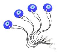 CTIRCHIU 4Pcs Blue Evil Eye Necklace Set with Glass Pendant, Flat Round 40Mm Charm for Women and Men, Protective Amulet Jewelry for Everyday Wear