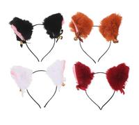 CTIRCHIU 4pcs Fox Ear Headband Plush Animal Cosplay Accessory for Halloween Christmas Party Black White Wine Brown