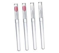 CTIRCHIU 4pcs Portable Silicone Lip Brush with Lid Transparent Pink Heads Lipstick Applicators for Easy Makeup for Lip Color Gloss Application