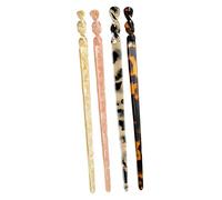 CTIRCHIU 4pcs Tortoise Shell Hair Sticks Hair Pins for Buns Women Styling Tools Mix Color Deep Light Tortoiseshell Cream Pink
