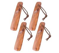 CTIRCHIU 4pcs Wooden Shoe Horns with String Attachment Portable Shoe Lifter for Boots High-top Sneakers Curved Footwear Helper for Elderly Pregnant Women