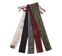 CTIRCHIU 5pcs Cotton Drawstring Fan Holder for Folding Fans Vintage Chinese Style Protective Storage Bags in Khaki Gray Black Red Green for Cultural Events and Travel