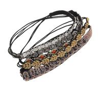 CTIRCHIU 5pcs Elastic Rhinestone Headbands with Metallic Leaf, Small Pearls, and Crystal Beads - Stretchy Sparkling Hairbands for Women’s Party, Wedding, and Nightclub Accessories