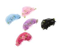 CTIRCHIU 5pcs Hair Net and Bag Flower Edge Elastic Band Hair Bun Cover for Ballet Dancer Skating Gymnastics for Women Girls