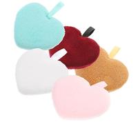 CTIRCHIU 5Pcs Heart Shaped Makeup Remover Pads Reusable Fluffy Powder for Skin Cleaning Tools for Toner Application and Makeup Removal Mixed Color