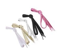 CTIRCHIU 5Pcs Pearlescent Flat Shoelaces for Sneakers Durable Colorful Shoe Lace Strings in Light Golden Pink White Black Silver Stylish Accessory for Men Women