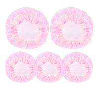 CTIRCHIU 5pcs Pink Dancing Hair Bun Nets Cover for Women, Breathable Mesh and Cloth Material, Reusable Hair Accessories for Wedding and Gymnastics